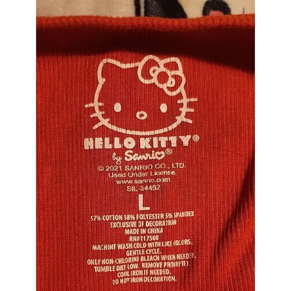 Hello Kitty Red Ribbed Crop Tank Top for Adults (Part Of Pajama Set)
